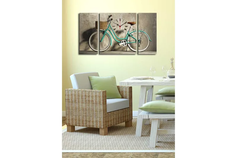 Dekorativ Canvasbilde med Klokke 3 Deler - Flerfarget - Interiør - Veggdekorasjon - Klokker