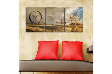 Dekorativ Canvasbilde med Klokke 3 Deler - Flerfarget - Interiør - Veggdekorasjon - Klokker