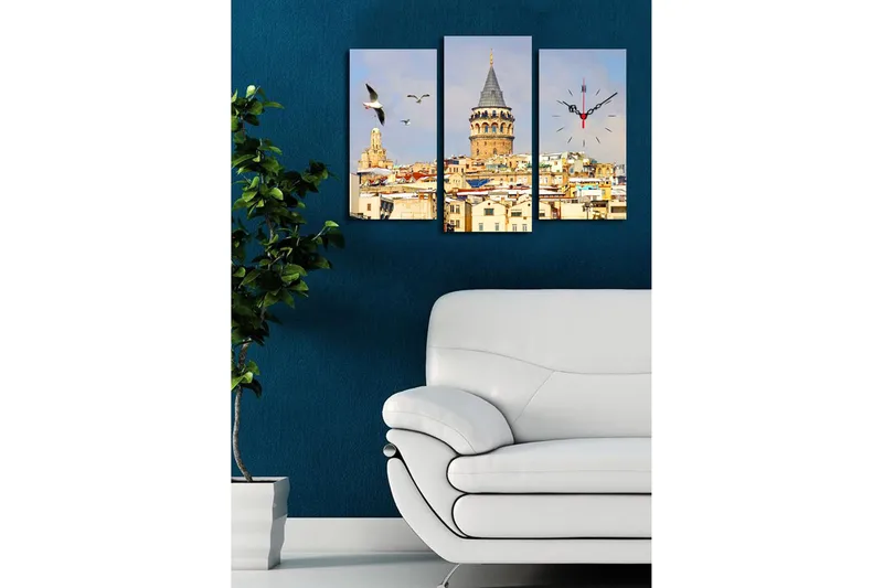 Dekorativ Canvasbilde med Klokke 3 Deler - Flerfarget - Interiør - Veggdekorasjon - Klokker