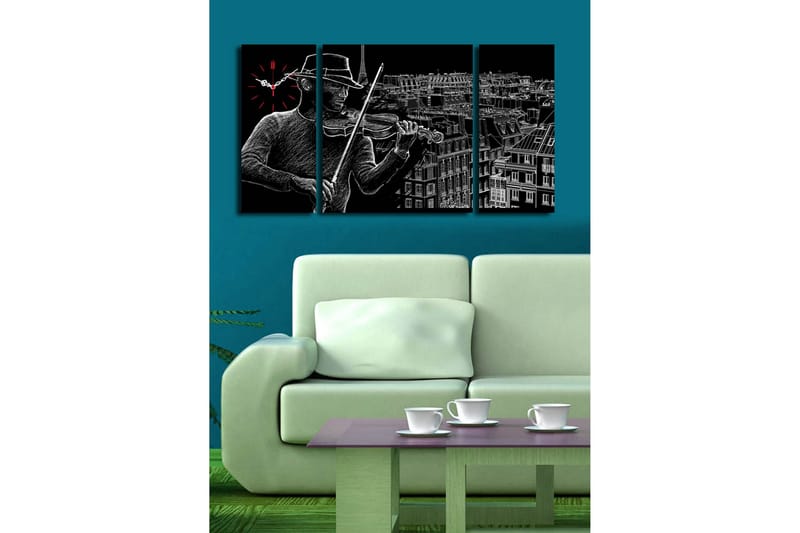 Dekorativ Canvasbilde med Klokke 3 Deler - Flerfarget - Interiør - Veggdekorasjon - Klokker