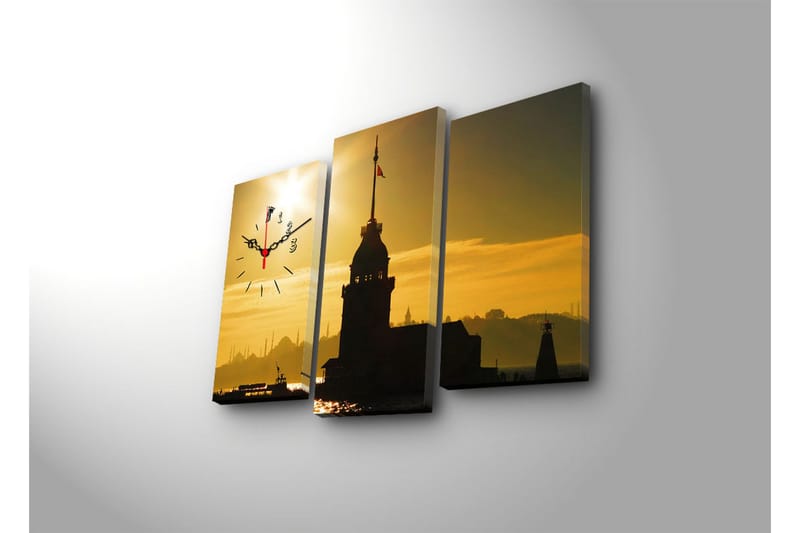 Dekorativ Canvasbilde med Klokke 3 Deler - Flerfarget - Interiør - Veggdekorasjon - Klokker