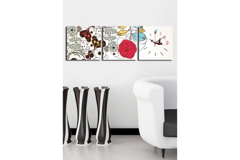 Dekorativ Canvasbilde med Klokke 3 Deler - Flerfarget - Interiør - Veggdekorasjon - Klokker