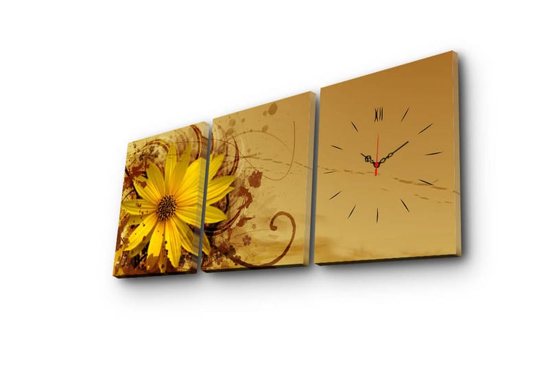 Dekorativ Canvasbilde med Klokke 3 Deler - Flerfarget - Interiør - Veggdekorasjon - Klokker