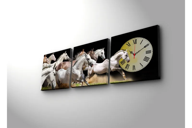 Dekorativ Canvasbilde med Klokke 3 Deler - Flerfarget - Interiør - Veggdekorasjon - Klokker