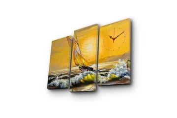 Dekorativ Canvasbilde med Klokke 3 Deler - Flerfarget - Interiør - Veggdekorasjon - Klokker