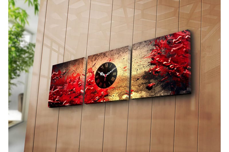 Dekorativ Canvasbilde med Klokke 3 Deler, Flerfarget