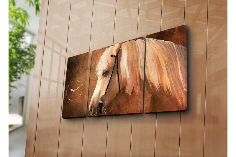 Dekorativ Canvasbilde med Klokke 3 Deler, Flerfarget