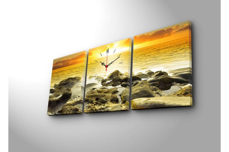 Dekorativ Canvasbilde med Klokke 3 Deler - Flerfarget - Interiør - Veggdekorasjon - Klokker