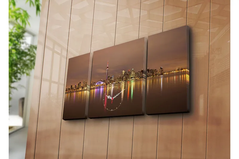 Dekorativ Canvasbilde med Klokke 3 Deler, Flerfarget