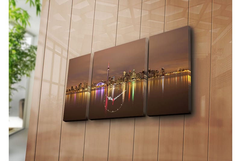 Dekorativ Canvasbilde med Klokke 3 Deler - Flerfarget - Interiør - Veggdekorasjon - Klokker