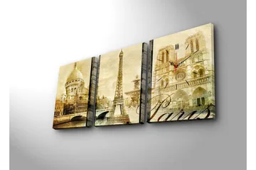 Dekorativ Canvasbilde med Klokke 3 Deler - Flerfarget - Interiør - Veggdekorasjon - Klokker