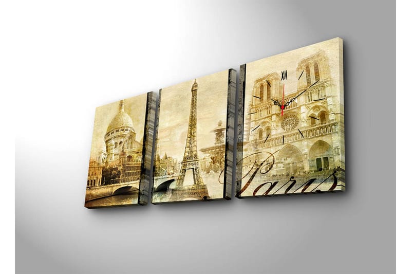 Dekorativ Canvasbilde med Klokke 3 Deler - Flerfarget - Interiør - Veggdekorasjon - Klokker