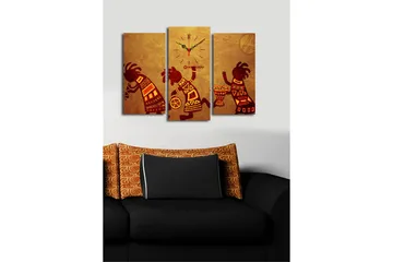 Dekorativ Canvasbilde med Klokke 3 Deler - Flerfarget - Interiør - Veggdekorasjon - Klokker