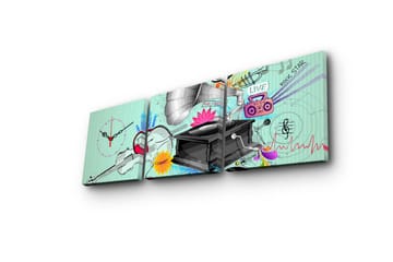 Dekorativ Canvasbilde med Klokke 3 Deler - Flerfarget - Interiør - Veggdekorasjon - Klokker