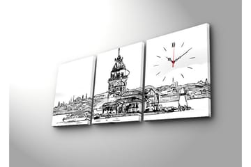 Dekorativ Canvasbilde med Klokke 3 Deler - Flerfarget - Interiør - Veggdekorasjon - Klokker