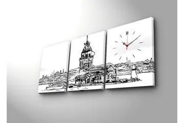 Dekorativ Canvasbilde med Klokke 3 Deler - Flerfarget - Interiør - Veggdekorasjon - Klokker