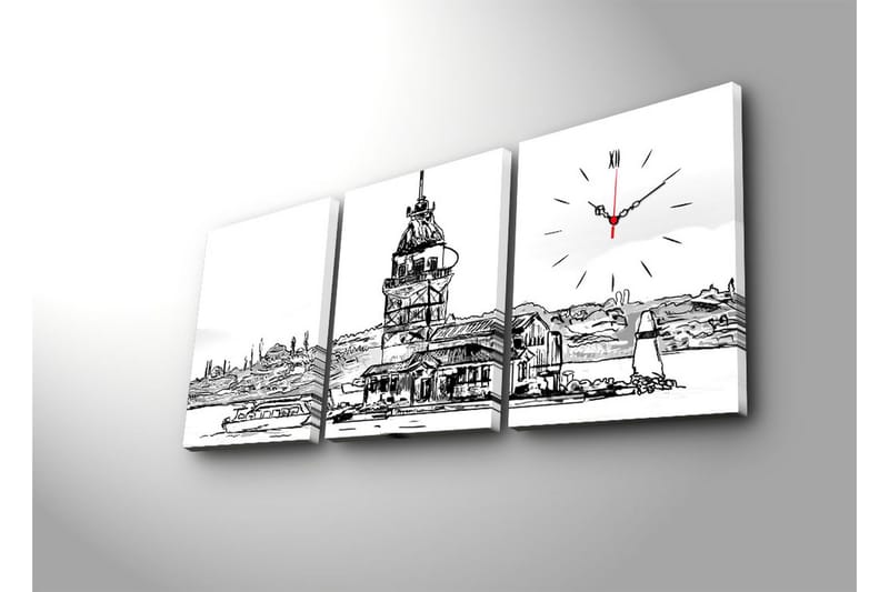 Dekorativ Canvasbilde med Klokke 3 Deler - Flerfarget - Interiør - Veggdekorasjon - Klokker