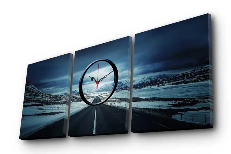 Dekorativ Canvasbilde med Klokke 3 Deler, Flerfarget