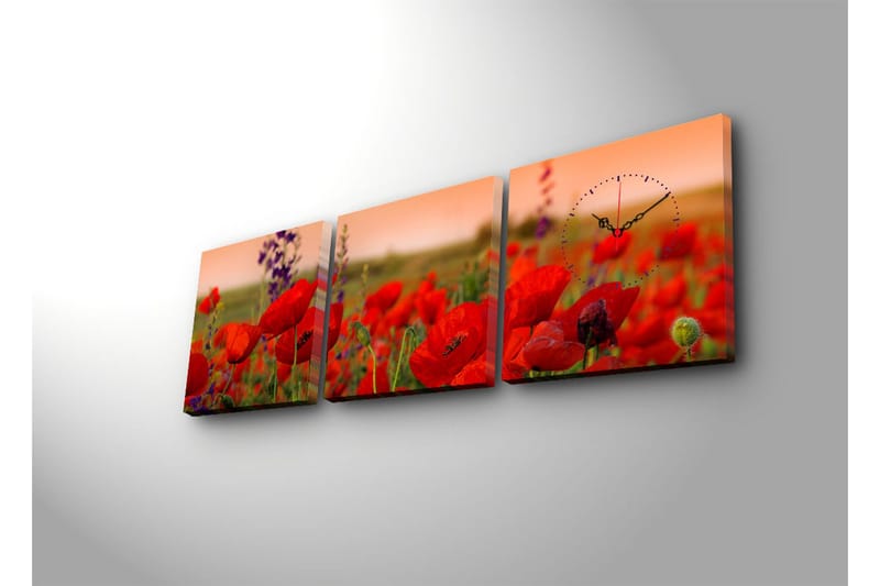 Dekorativ Canvasbilde med Klokke 3 Deler - Flerfarget - Interiør - Veggdekorasjon - Klokker