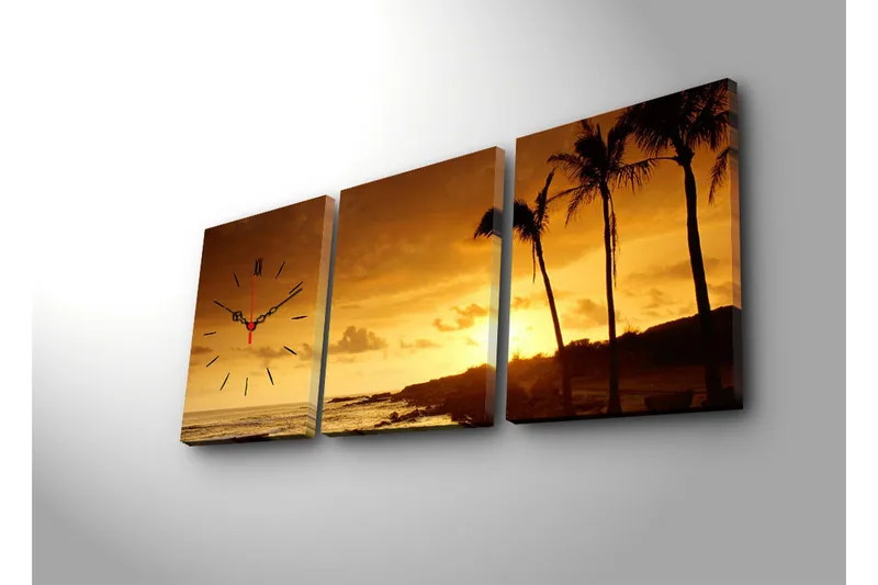 Dekorativ Canvasbilde med Klokke 3 Deler - Flerfarget - Interiør - Veggdekorasjon - Klokker