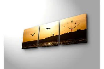 Dekorativ Canvasbilde med Klokke 3 Deler - Flerfarget - Interiør - Veggdekorasjon - Klokker