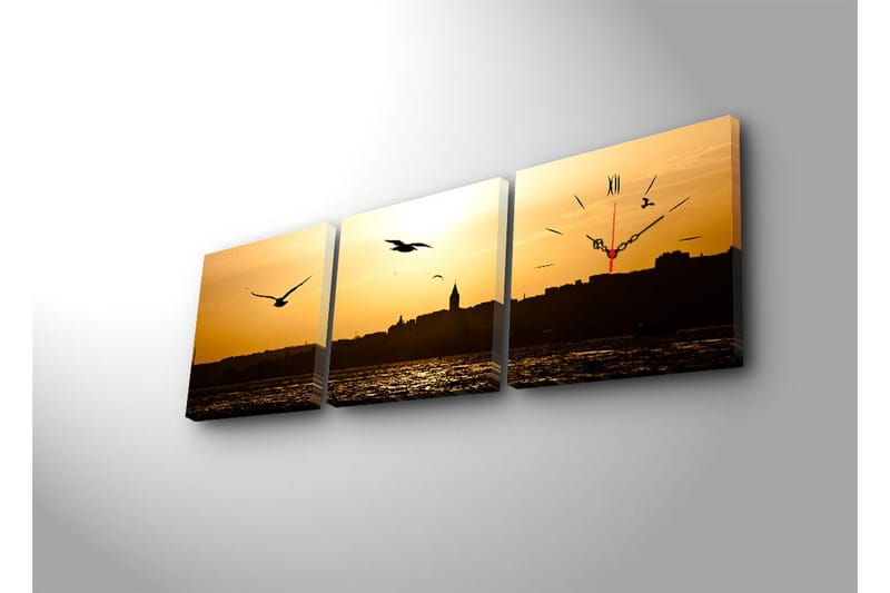 Dekorativ Canvasbilde med Klokke 3 Deler - Flerfarget - Interiør - Veggdekorasjon - Klokker