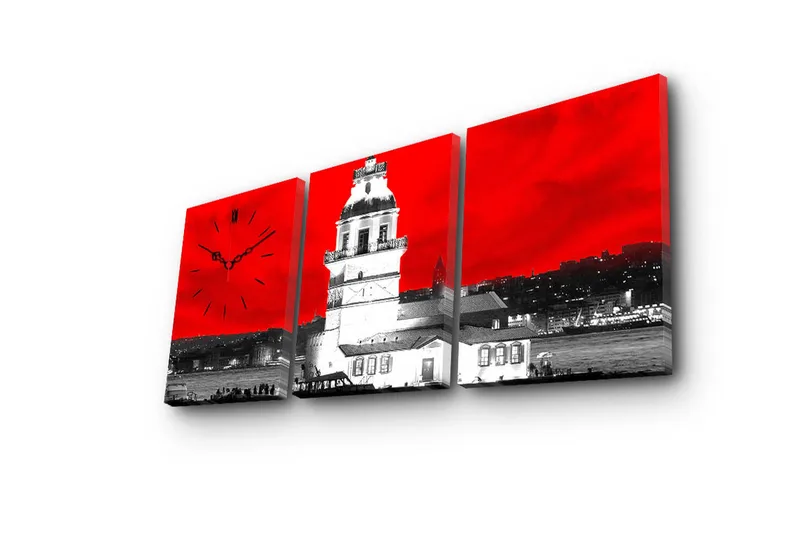 Dekorativ Canvasbilde med Klokke 3 Deler - Flerfarget - Interiør - Veggdekorasjon - Klokker