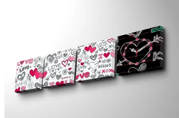 Dekorativ Canvasbilde med Klokke 4 Deler - Flerfarget - Interiør - Veggdekorasjon - Klokker