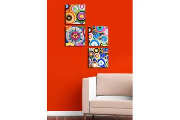 Dekorativ Canvasbilde med Klokke 4 Deler - Flerfarget - Interiør - Veggdekorasjon - Klokker