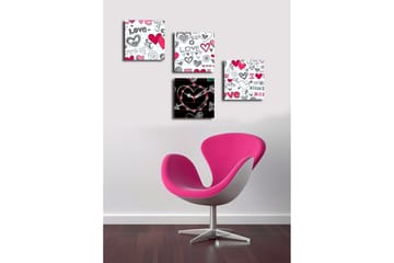 Dekorativ Canvasbilde med Klokke 4 Deler - Flerfarget - Interiør - Veggdekorasjon - Klokker