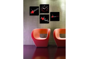 Dekorativ Canvasbilde med Klokke 4 Deler - Flerfarget - Interiør - Veggdekorasjon - Klokker