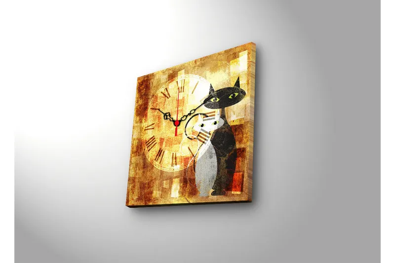 Dekorativ Canvasbilde med Klokke - Flerfarget - Interiør - Veggdekorasjon - Klokker