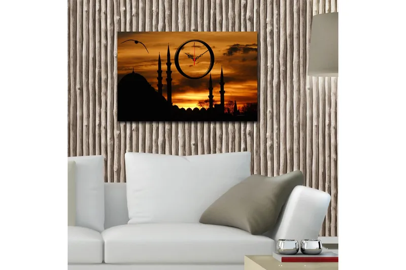 Dekorativ Canvasbilde med Klokke - Flerfarget - Interiør - Veggdekorasjon - Klokker