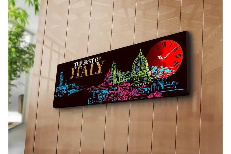 Dekorativ Canvasbilde med Klokke, Flerfarget