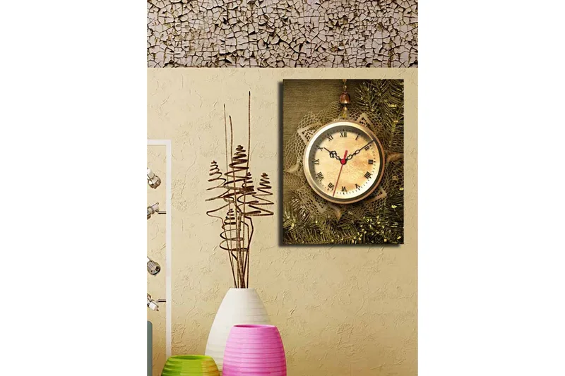 Dekorativ Canvasbilde med Klokke - Flerfarget - Interiør - Veggdekorasjon - Klokker