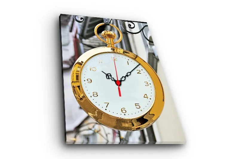 Dekorativ Canvasbilde med Klokke - Flerfarget - Interiør - Veggdekorasjon - Klokker