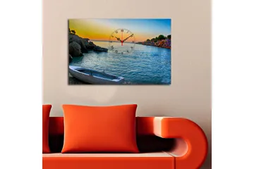 Dekorativ Canvasbilde med Klokke - Flerfarget - Interiør - Veggdekorasjon - Klokker