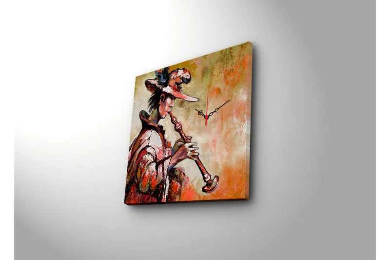 Dekorativ Canvasbilde med Klokke - Flerfarget - Interiør - Veggdekorasjon - Klokker