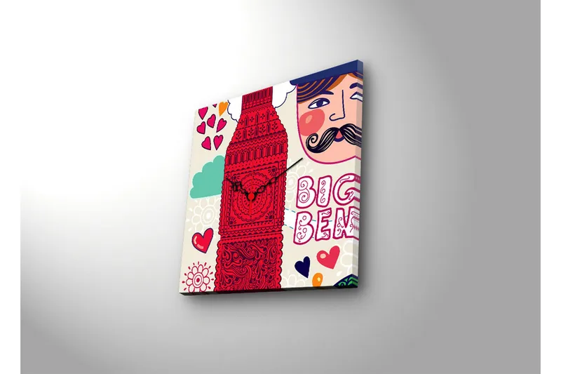 Dekorativ Canvasbilde med Klokke - Flerfarget - Interiør - Veggdekorasjon - Klokker