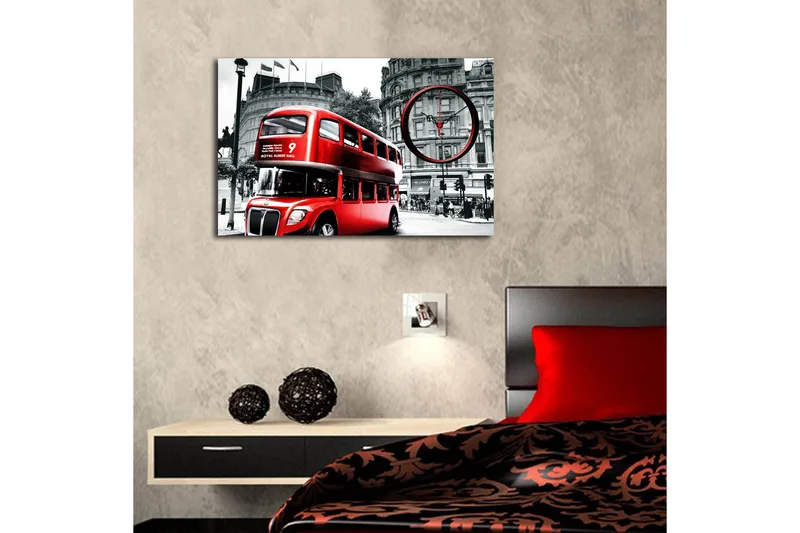 Dekorativ Canvasbilde med Klokke - Flerfarget - Interiør - Veggdekorasjon - Klokker