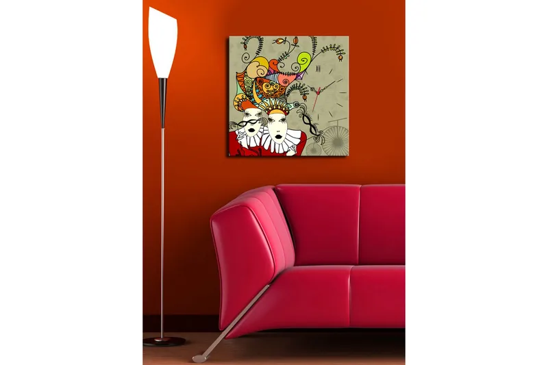 Dekorativ Canvasbilde med Klokke - Flerfarget - Interiør - Veggdekorasjon - Klokker