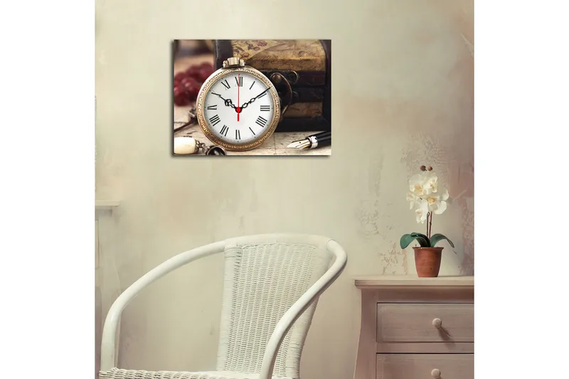 Dekorativ Canvasbilde med Klokke, Flerfarget