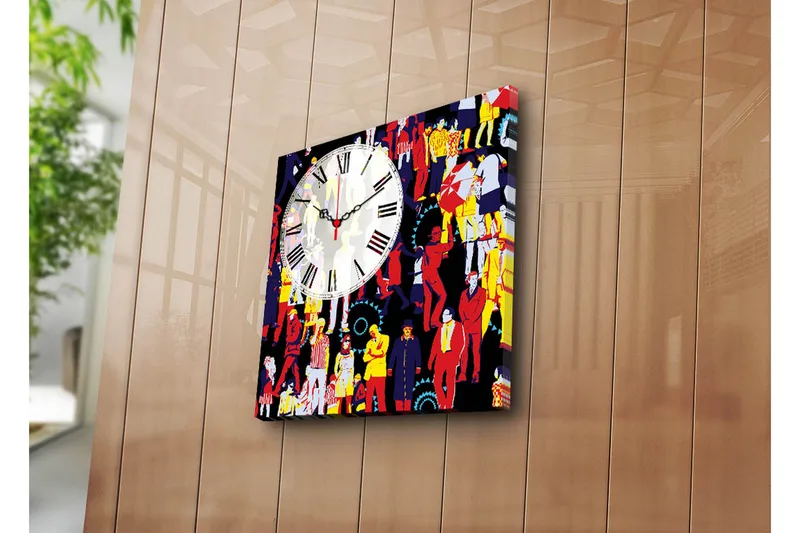 Dekorativ Canvasbilde med Klokke, Flerfarget