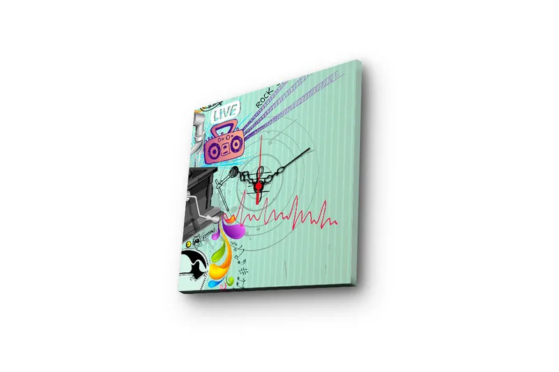 Dekorativ Canvasbilde med Klokke - Flerfarget - Interiør - Veggdekorasjon - Klokker