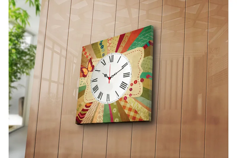 Dekorativ Canvasbilde med Klokke, Flerfarget