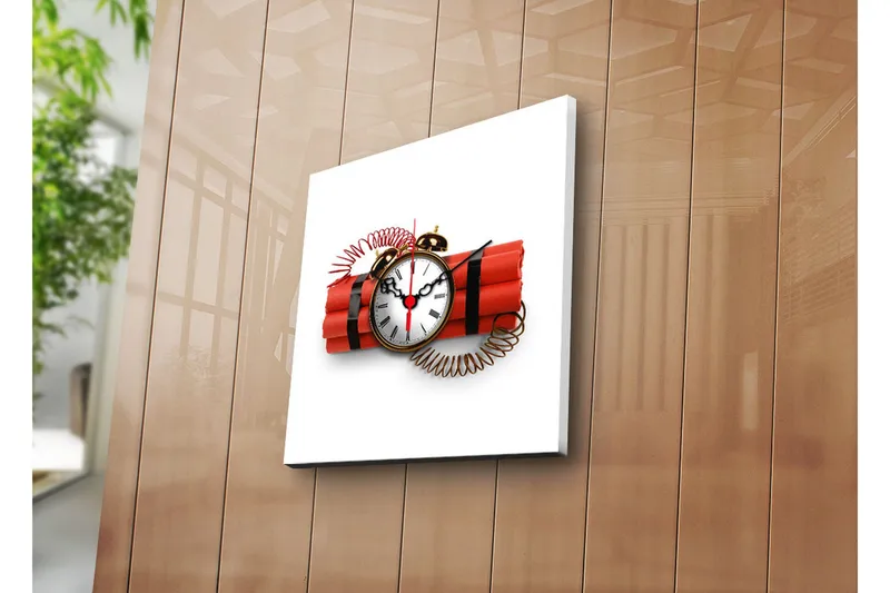 Dekorativ Canvasbilde med Klokke - Flerfarget - Interiør - Veggdekorasjon - Klokker
