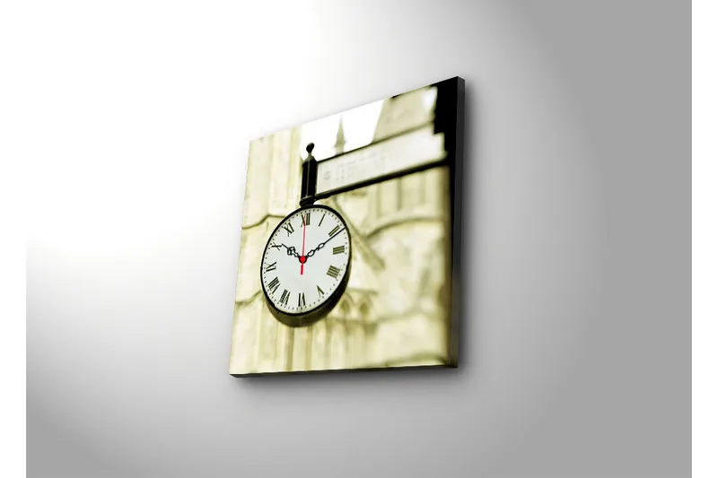 Dekorativ Canvasbilde med Klokke - Flerfarget - Interiør - Veggdekorasjon - Klokker