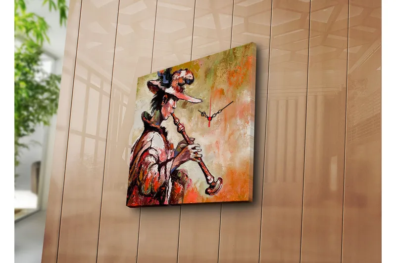 Dekorativ Canvasbilde med Klokke - Flerfarget - Interiør - Veggdekorasjon - Klokker