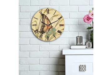 Dekorativ MDF Veggklokke 30 cm - Flerfarget - Interiør - Veggdekorasjon - Klokker