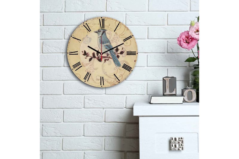 Dekorativ MDF Veggklokke 30 cm - Flerfarget - Interiør - Veggdekorasjon - Klokker